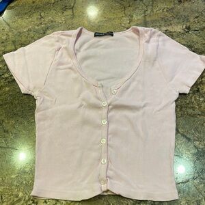 Pink Brandy Melville Short Sleeve Crop Top
